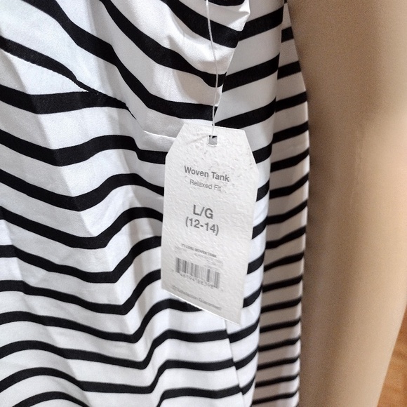 Time and Tru Women's Large (12-14) White & Black Striped Tank Top - Picture 7 of 9